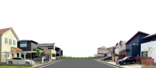 【PNG透過】戸建て住宅の街並み