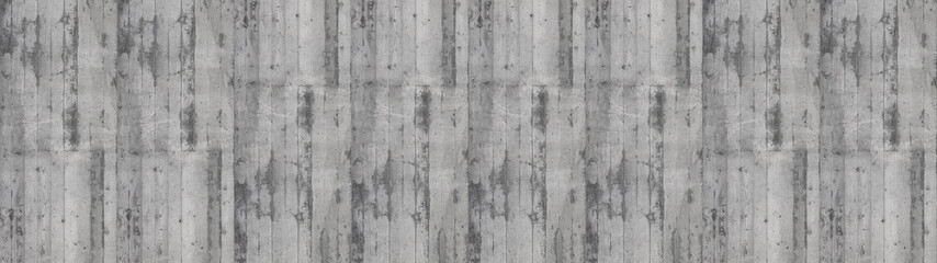 Gray grey grunge concrete wall with wood texture - Cement background wide panorama, with wooden boards pattern