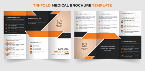 Creative medical company trifold brochure design template