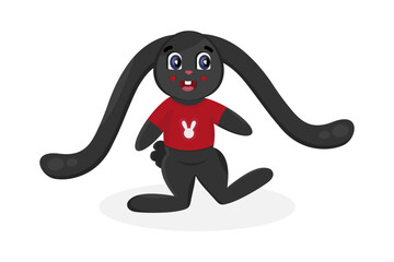 Black Rabbit in red T-shirt