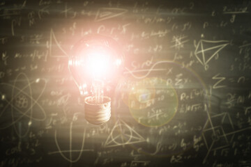 lightbulb brainstorming creative idea with math formula