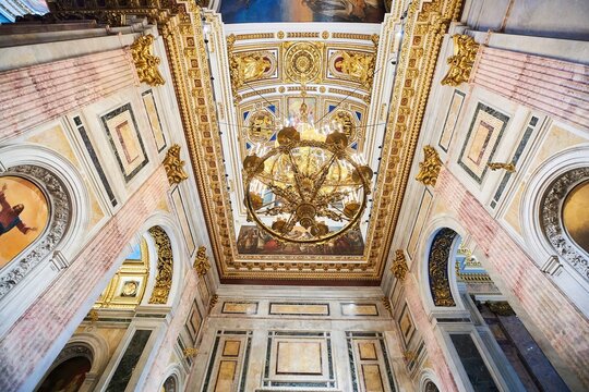 St. Petersburg, Russia - May 27, 2021: Interior of St. Isaac's Cathedral, Museum. Christian history. Monument of culture and architecture.