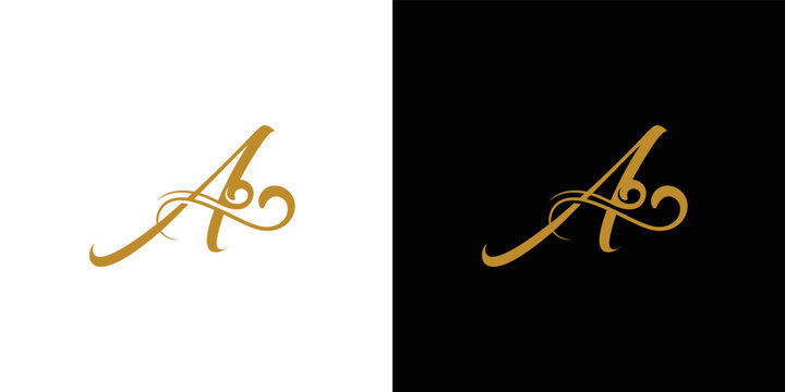 Luxury and elegant letter A initials text logo design