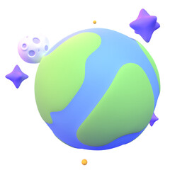 Earth in 3d render for graphic asset web presentation or other