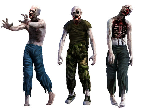 Group Of Zombies	3D Illustration