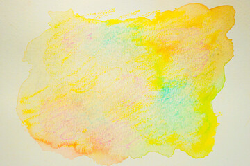 Yellow, blue, orange, pink texture. Alcohol ink technique abstract background. Watercolor brush stroke. Template for banner, poster design. High Resolution watercolor texture. Copy space for text