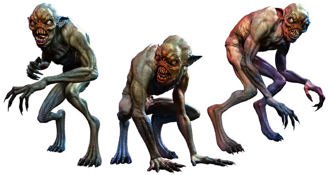 Swamp horror creatures 3D illustration	