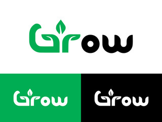 Grow logo vector . Grow typography text logo.