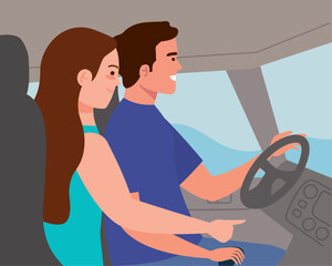 couple driving car