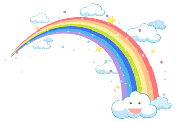 Fototapeta Colorful pastel rainbow with clouds obraz