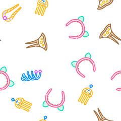 Hair Pin Decorative Accessory vector seamless pattern thin line illustration