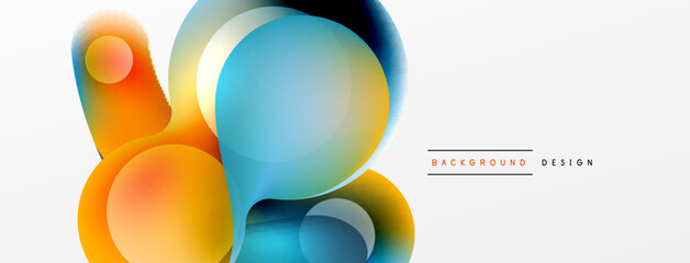 Fluid abstract background. Liquid color gradients composition. Round shapes and circle flowing design for wallpaper, banner, background or landing