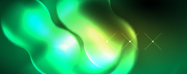 Neon glowing waves, magic energy space light concept, abstract background wallpaper design