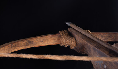 ancient crossbow isolated on black background