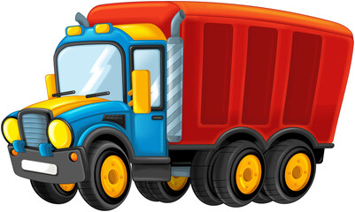 cartoon funny cargo truck isolated illustration for children