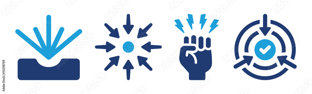 Poster impact icon set. effect action symbol isolated on white background.