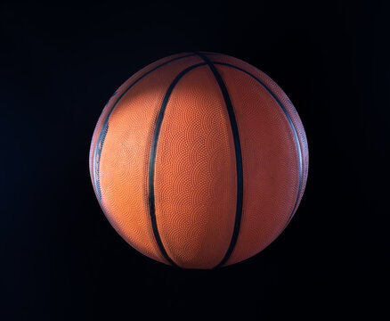 basketball ball isolated on black background