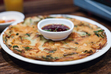 Korean pancake with sauce