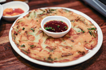 Korean pancake with sauce