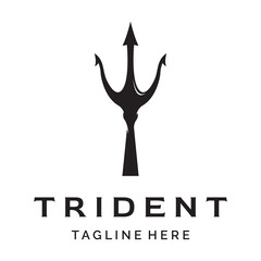 Simple vintage poseion trident spear template Logo design.