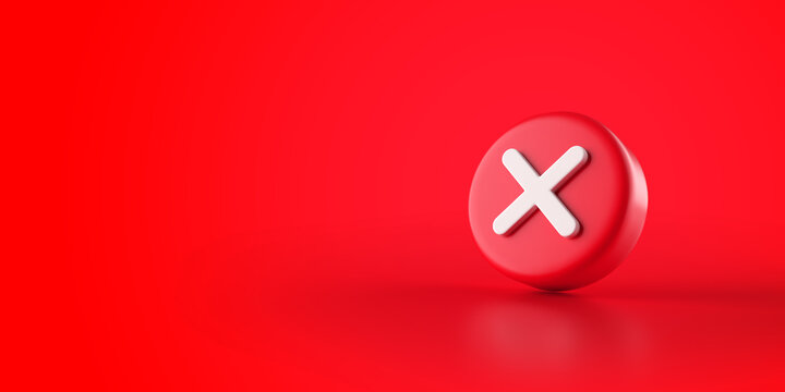 Cross No Sign Object Symbol Red 3d Rendered Illustration Isolated On Red Background