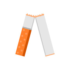 Broken cigarette tobacco stop quit smoking on white background flat vector icon design.