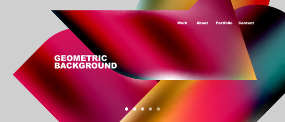 Landing page background template. Colorful plastic round shapes abstract composition. Vector illustration for wallpaper, banner, background