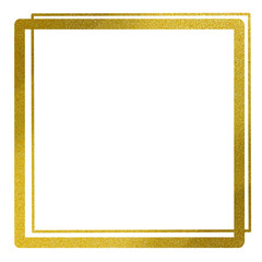 Gold square frame element with line border png.	