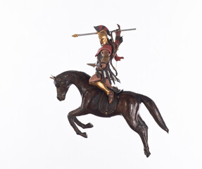 gladiator on horse isolated on white background