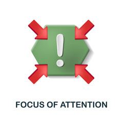 Focus Of Attention icon. 3d illustration from cognitive skills collection. Creative Focus Of Attention 3d icon for web design, templates, infographics and more
