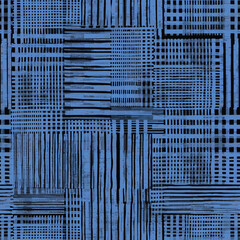 Fototapeta premium Paint brush geometric seamless pattern. Artistic hand drawn modern print. Linocut style background. Modular grid ornament. Trendy contemporary geo wallpaper. Freehand abstract vector design