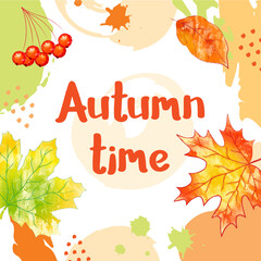 Autumn time banner leaf background