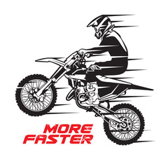 Motocross extreme sport racing vector illustration in hand drawn, perfect for tshirt design and event logo