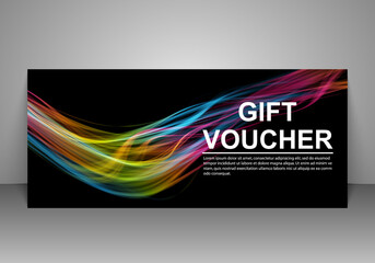 Gift voucher template. Abstract futuristic wave background
