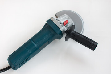 electric angle grinder. Bulgarian on a white background