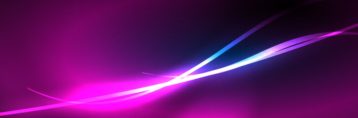 Neon glowing fluid wave lines, magic energy space light concept, abstract background wallpaper design