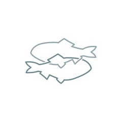 Twin Double Fish Logo line art Template isolated on white background