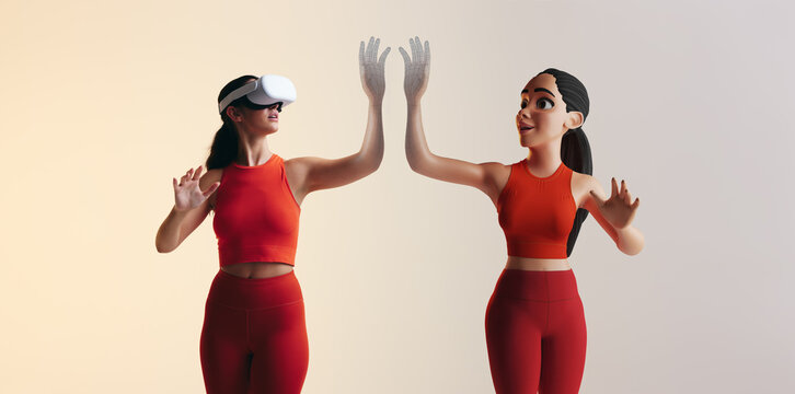Woman experiencing a 3D simulation in the metaverse