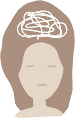 Head with brain, headache, migraine, premenstrual syndrome or anxiety illustration. 