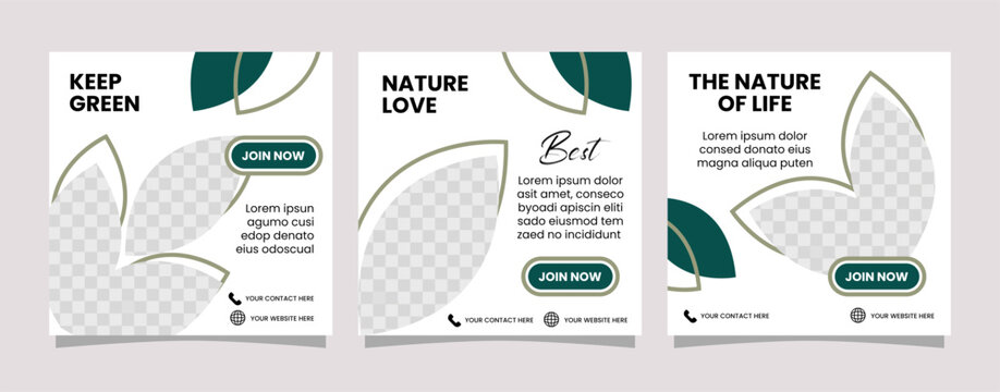 Minimalist Green Social media post template with save the Earth