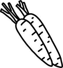 doodle freehand sketch drawing of carrot vegetable.