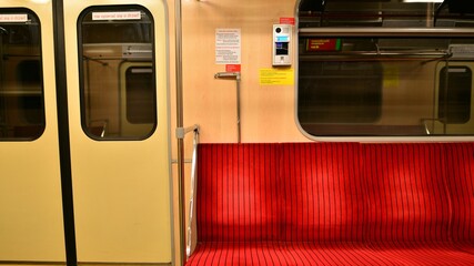  Subway train interior.