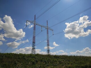 High voltage wires and mast, distribution of electric power.