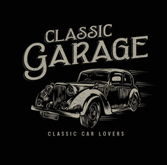 Fototapeta premium Vintage metal sign - Classic Garage - Vector EPS10. Grunge effects can be easily removed for a brand new, clean sign.