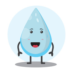 raindrop cartoon character mascot happy splash cute smile vector illustration