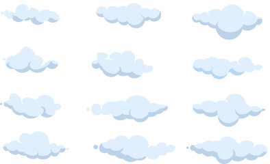set of clouds with cartoon style
