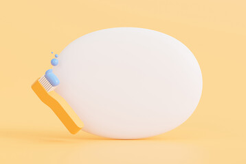 Toothbrush and empty sign poster banner board dental icon cartoon healthcare and medical 3D illustration