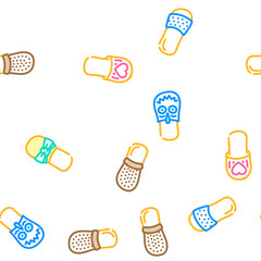 Home Footwear Comfortable Shoes vector seamless pattern thin line illustration