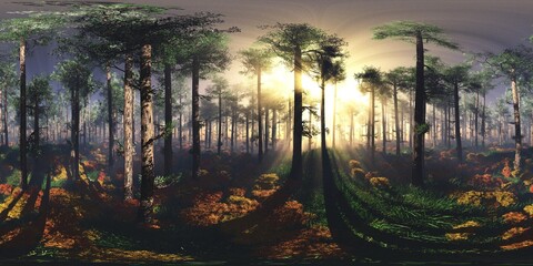 Obraz premium Panorama of the autumn landscape. HDRI, environment map , Round panorama, spherical panorama, equidistant projection, panorama 360, 3d rendering