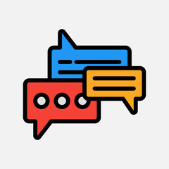 Chat balloons icon in filled line style about communication, use for website mobile app presentation